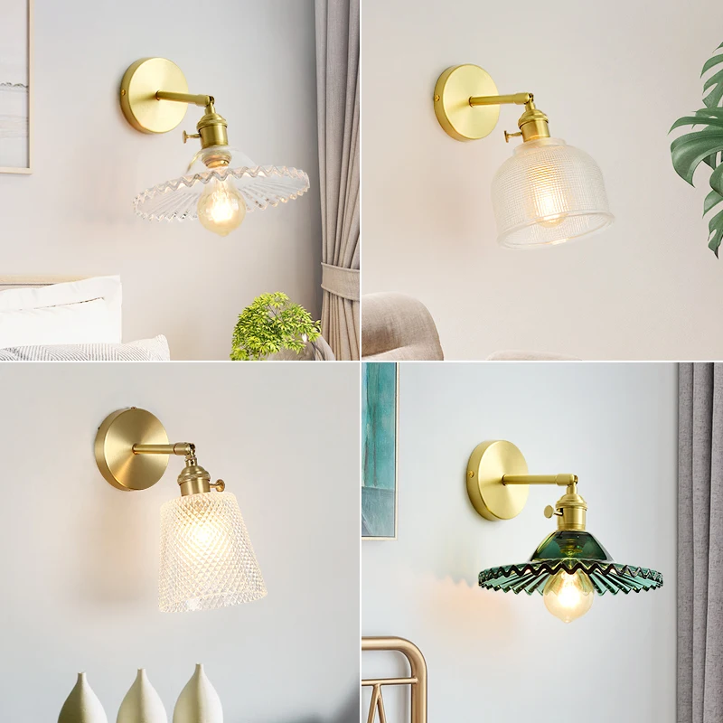 Nordic Glass Wall Lamp Beside Bedroom Bathroom Mirror Light  American Style LED Wall Sconces Vintage Edison Lighting Luminaire