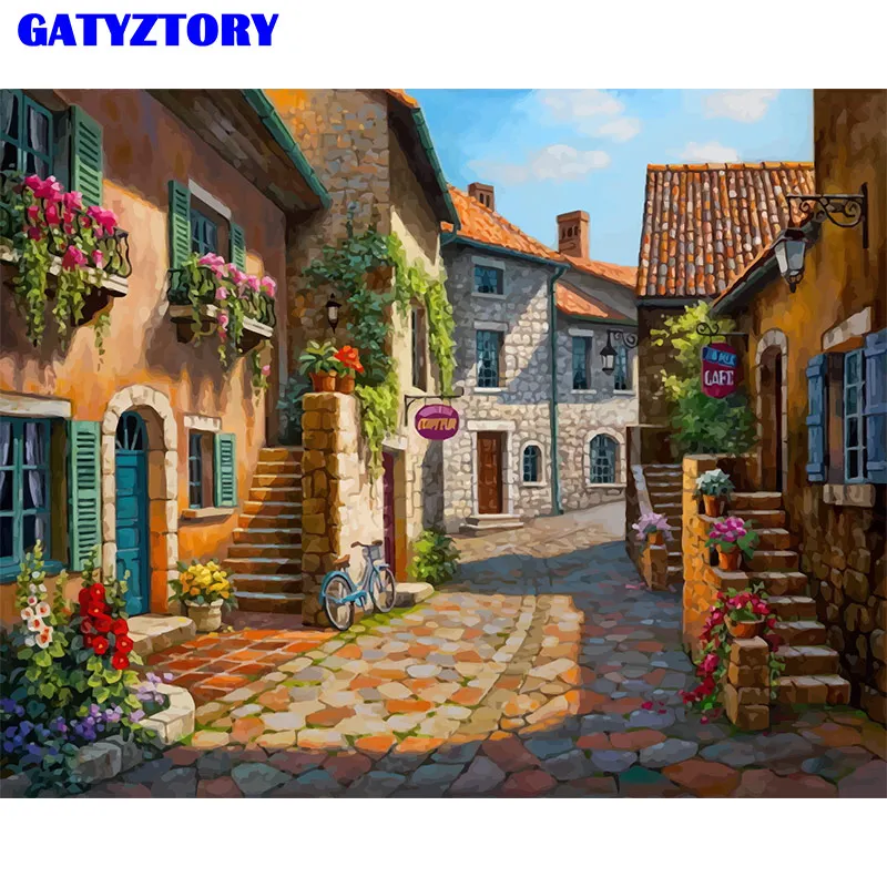 

GATYZTORY Frame Picture Painting By Numbers Kit Street Diy Paint By Numbers Acrylic Paint On Canvas Handpainted Oil Painting Art