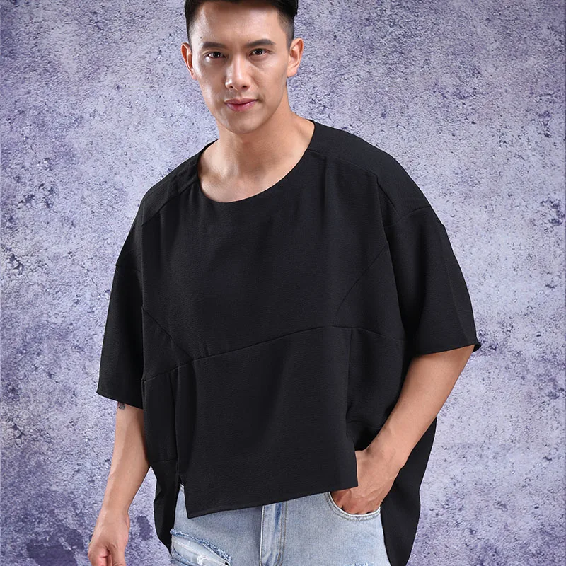 The New Korean version of the summer before and after the loose long bat shirt solid color seven-sleeve Chiffon t-shirt