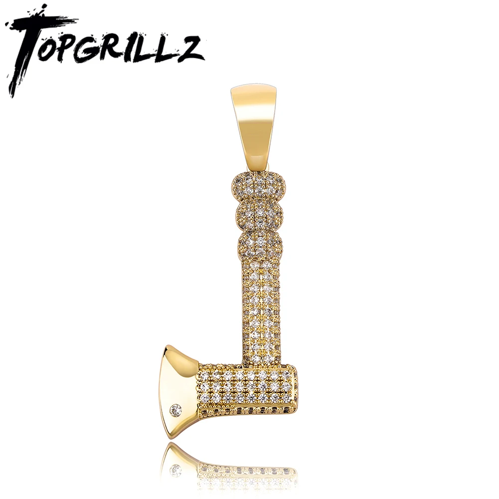 TOPGRILLZ 2021 New Hammer Pendant Necklace High Quality Bling Cubic Zirconia Pendant Hip Hop Fashion Jewelry For Party Gift