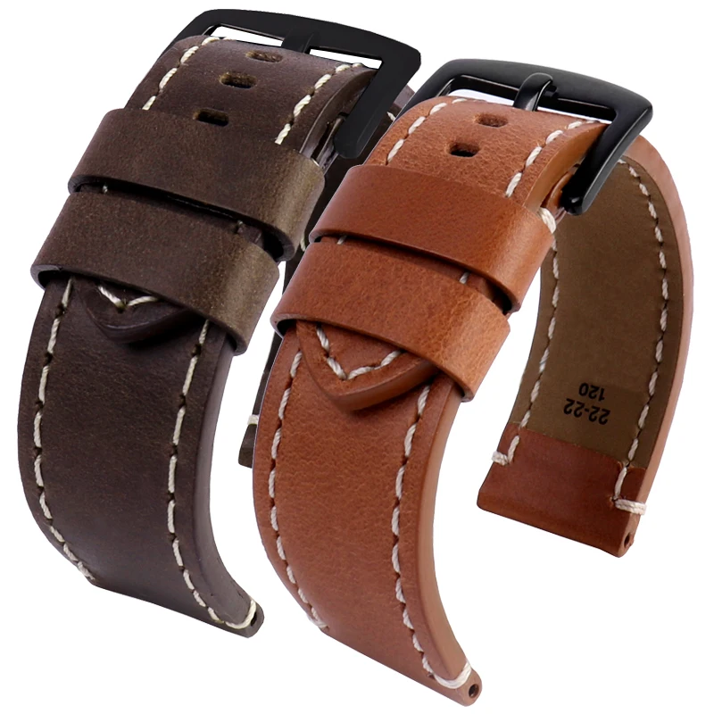 watchband genuine leather for 1853 T116.617  original strap men thick leather wrist accessories brown Gray black 22mm