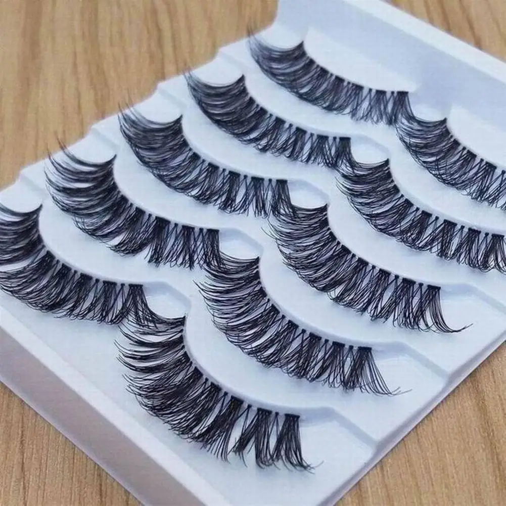 5Pairs Thick Long Eyelashes Set Eyelashes Extension 1cm - 1.5cm Look Eye Makeup Natural False Eyelashes Box Package