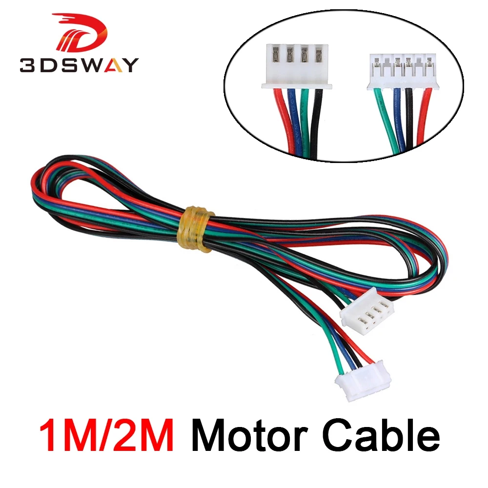 3DSWAY 3D Printer Parts 4pcs/lot 1M/2M two-phase XH2.54 4pin to 6pin Terminal Motor Connector Cable for Nema 42 Stepper Motor