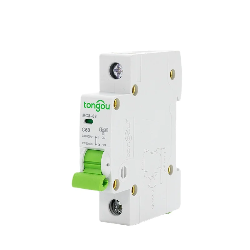 

1P-4P 10A-63A Curve C MCB 110V 220V 4.5KA AC Mini Circuit Breaker TOMC3-63 Differential Breaker Safety Switch