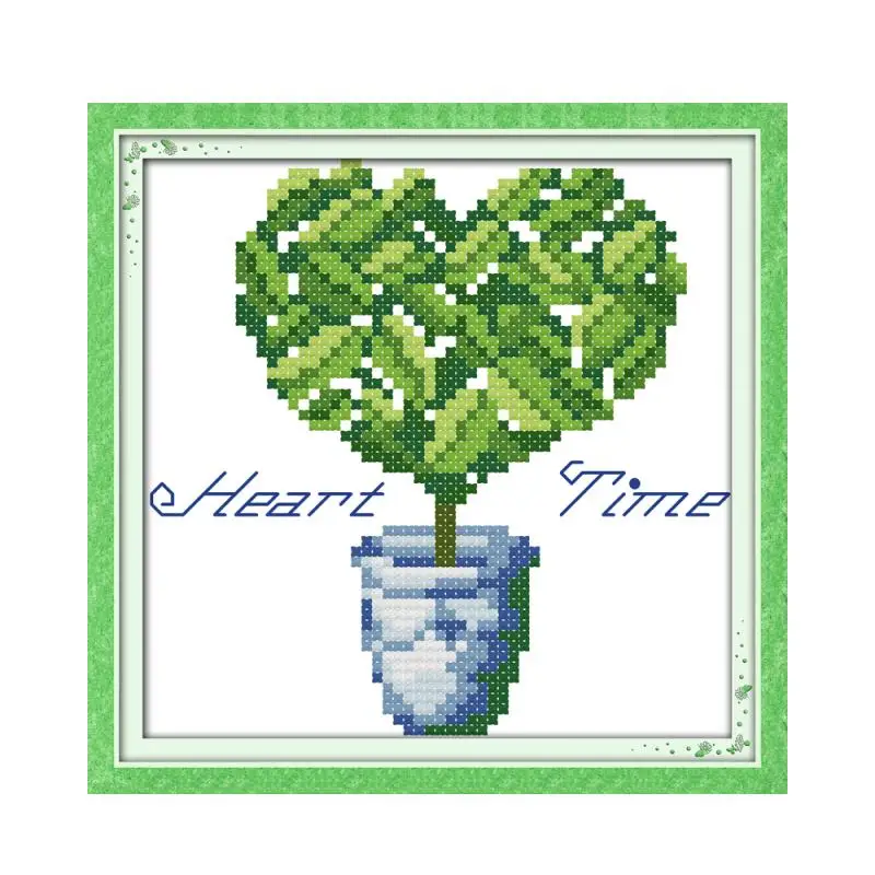 Love Tree Potted Series Cross Stitch Kit 14ct 11ct Canvas Printing Embroidery Set DIY Needlework Home Decoration Craft Painting