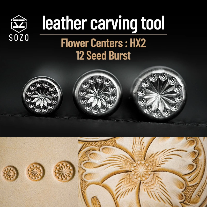 SOZO HX2 Leather Carving Tool Flower Centers of 12 Seed Burst Stamps  Craft Pringting Engraving Tool 304 Stainless Steel