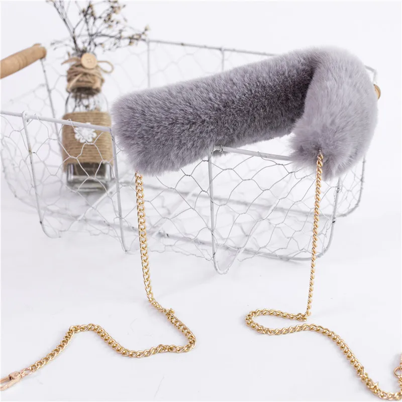 

120cm Replacement Bag Strap Faux Rabbit Fur Handbag Shoulder Handle For Women Purse Belts Charm Winter Accessories R38