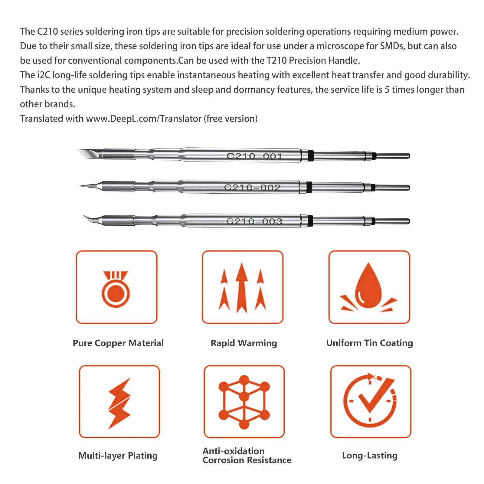Universal JBC C210 Soldering Iron Tips Handle Welding Nozzle Grip Compatible Three Types For Solder Station Handle