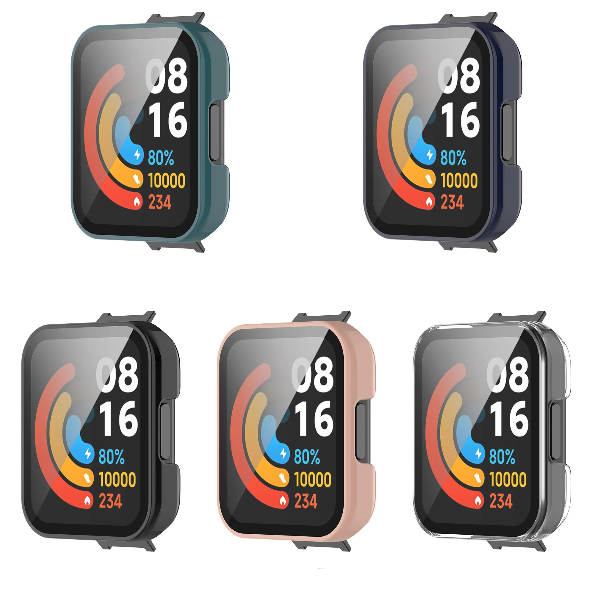 Capa à Prova de Choque para Redmi Watch 2 Lite Protetor de Tela Completa, Vidro e Vidro Protetor, Mi Watch Lite Shell