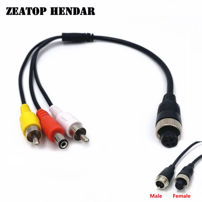 5Pcs GX12 4Pin Aviation Head Male / Female Plug to 2 RCA + DC Male Cable AV Adapter for CCTV Camera Security DVR Microphone Wire