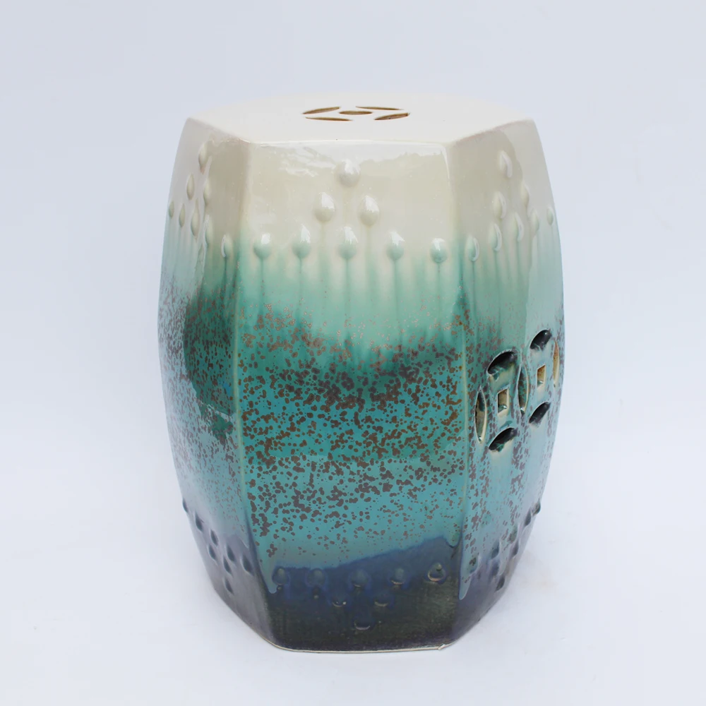 Jingdezhen Kiln Color Changing Glaze Ceramic Hexagonal Stool