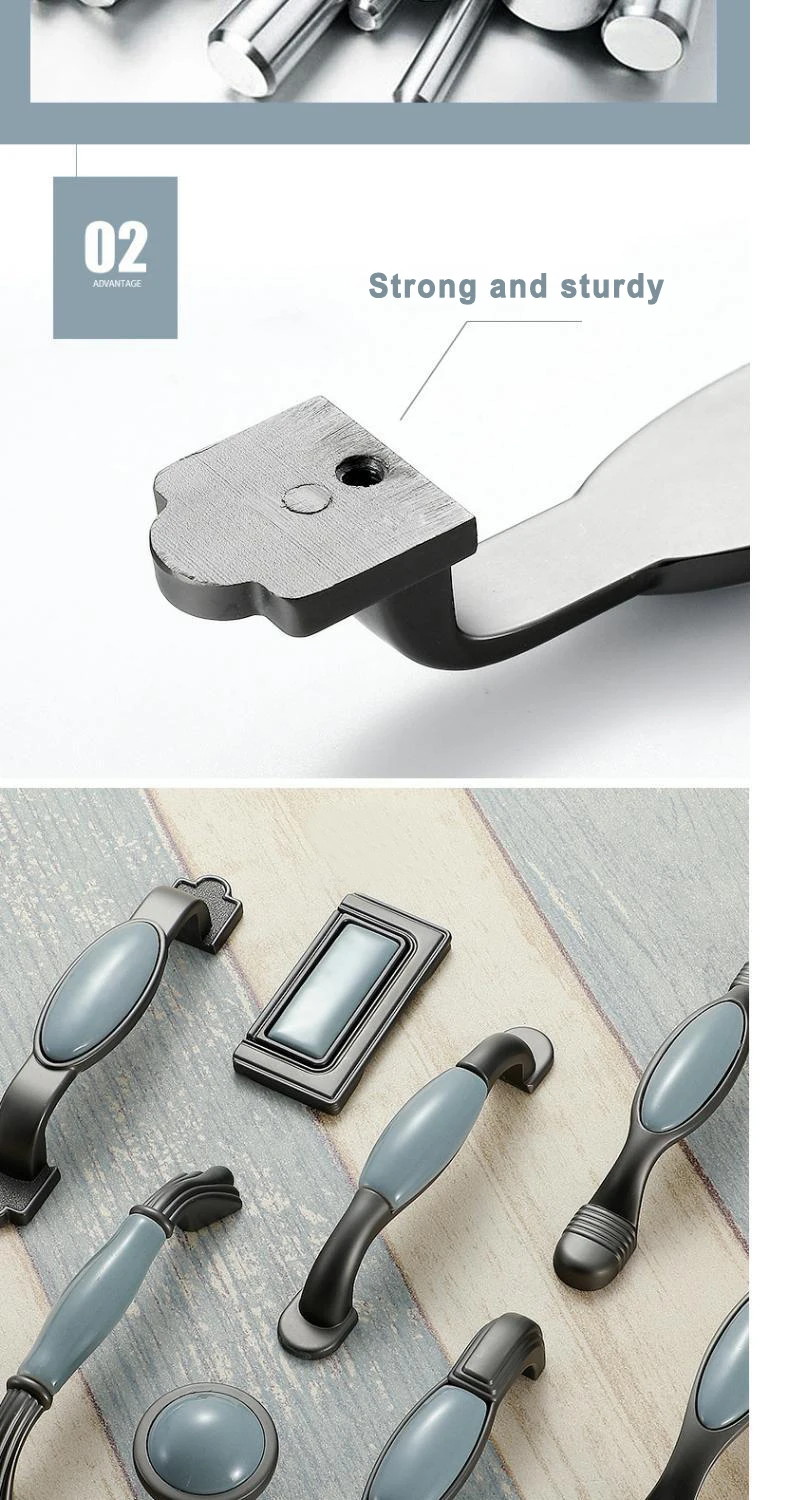 WV Blau Grau Keramik Schrank Möbel Hardles Wardrob Griff Tür Knosb Schrank Zieht Mediterranen Stil Schrank Tür Hardware – Detail 8
