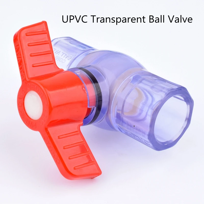 1pc 20mm 25mm 32mm 40mm 50mm 63mm UPVC Transparent Ball Valve  Garden Irrigation System Aquarium Fish Tank Accessories