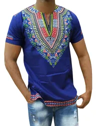 African Dashiki Print V Neck T Shirt Men 2022 Summer New Short Sleeve African Clothes Streetwear Casual Tee Shirt Homme Camiseta