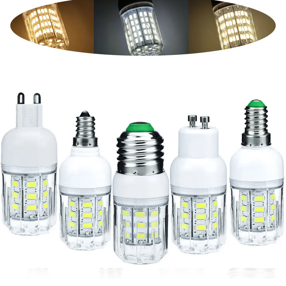 LED 옥수수 전구, 가정용 밝은 테이블 책상 램프, 실내 조명, DC 12V 24V E27 G9 GU10, E26 E12 E14 B22 스포트라이트, 7W 27LED