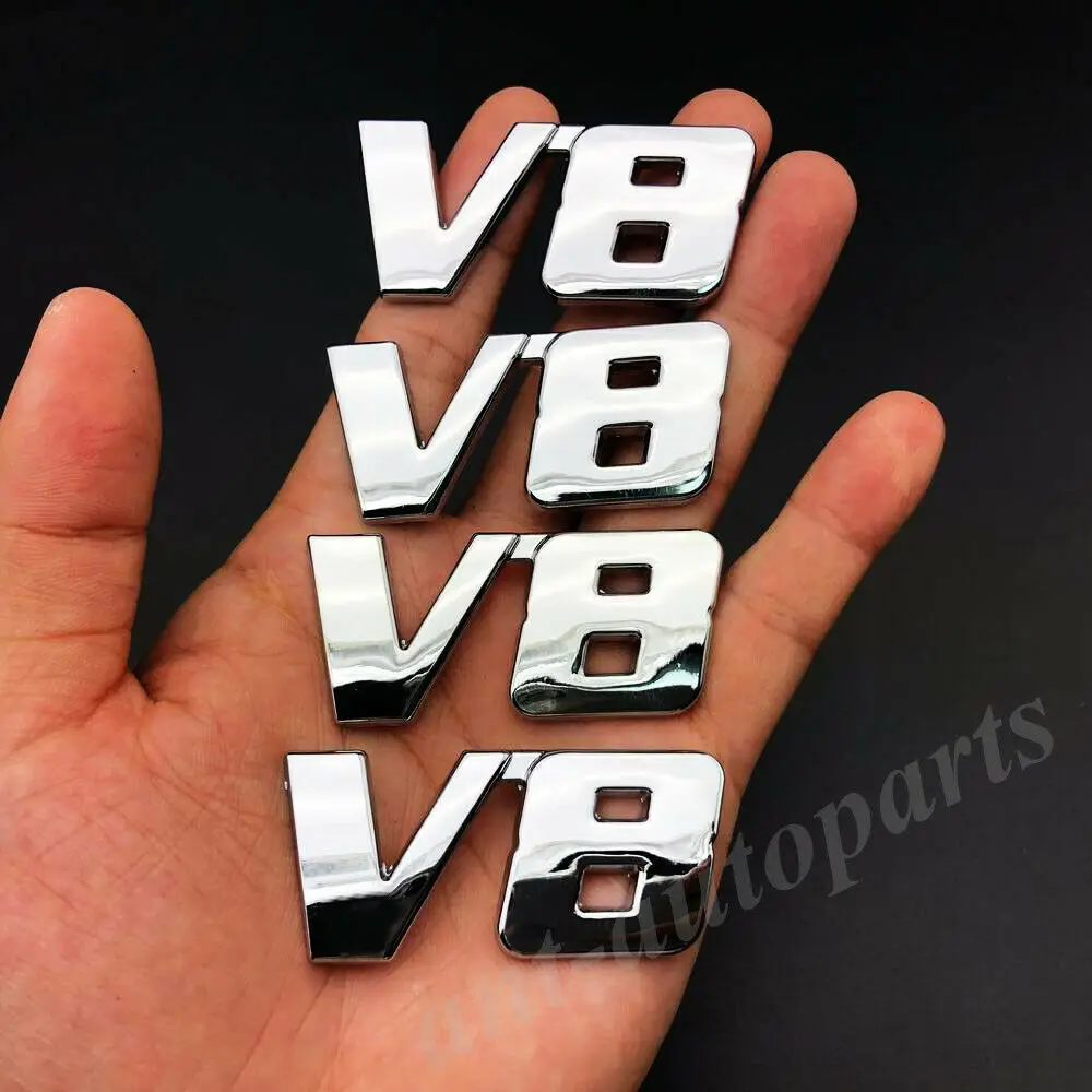 

4x Metal Chrome V8 Vntage Car Trunk Tailgate Rear Emblem Badge Decals Sticker