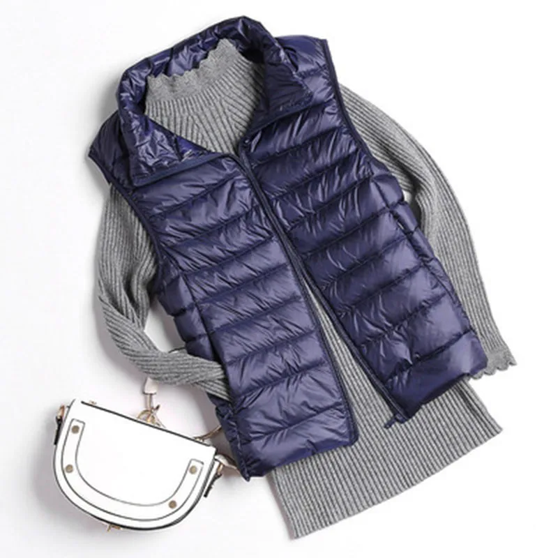 Winter Plus Size 4XL Stand Collar down jacket Duck Down Vest Women Ultra Light Short Jackets Casual Autumn Thin Slim Waistcoat