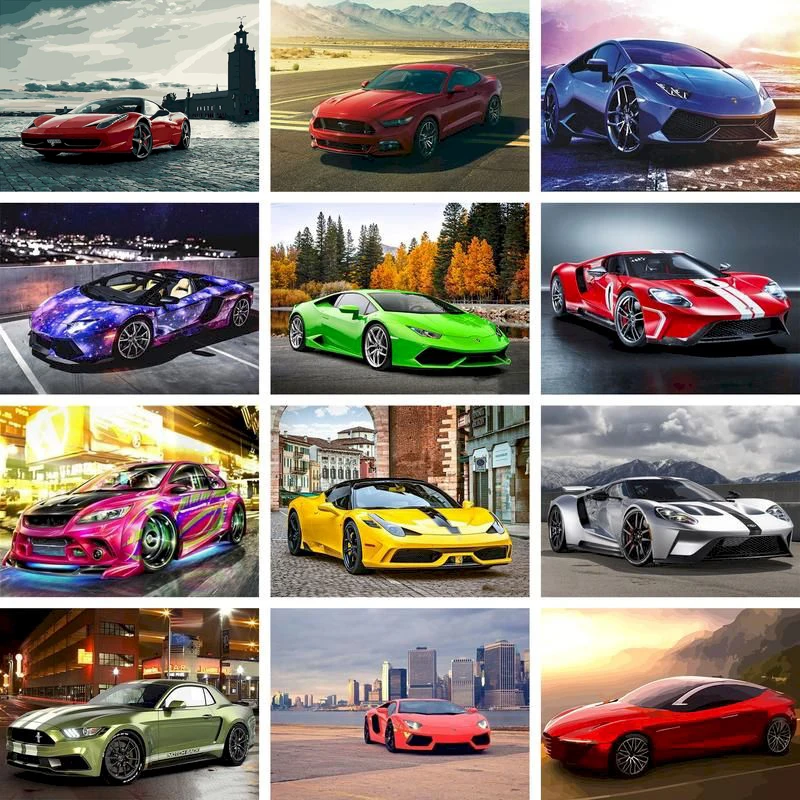 

Wall Art Canvas Number Car Poster Painting Living Room Picture Prints Bedrom Mural Modern HD Modular Home Decoration For Gifts