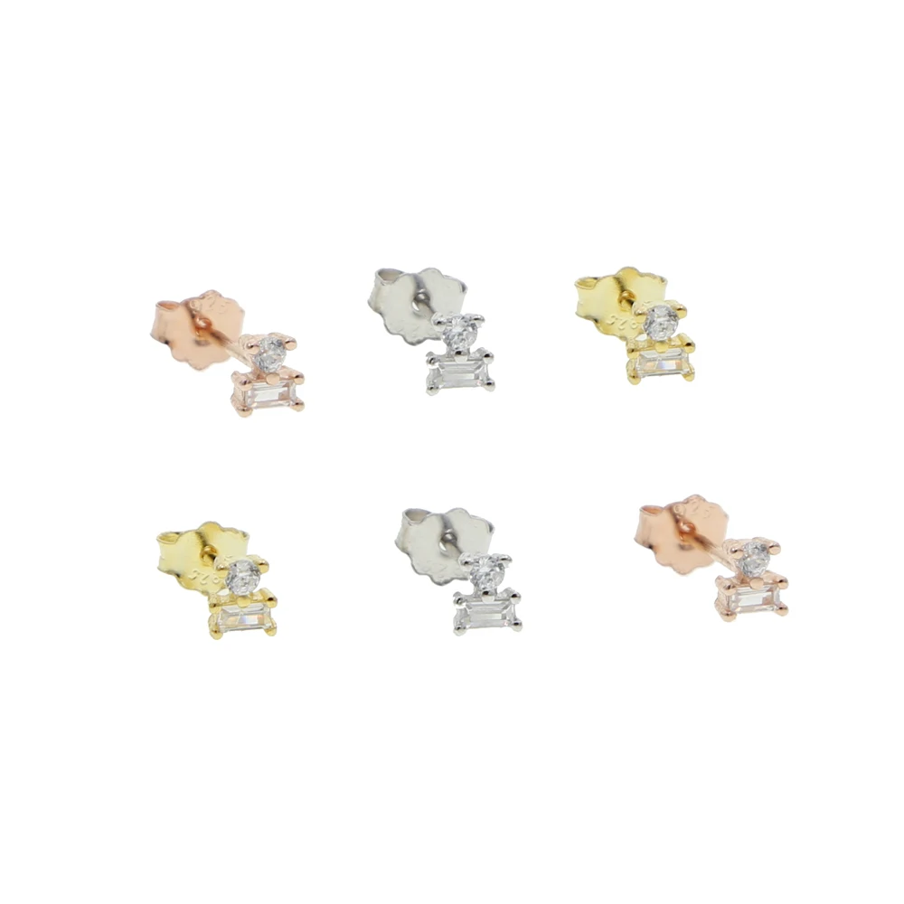 

Fine Cute 925 Sterling silver minimal jewelry 2mm 4mm mini cz stud women girl earring delicate dainty multi piercing stud