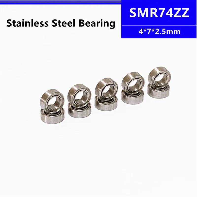 50/100/500pcs SMR74ZZ 4*7*2.5mm L-740ZZ stainless steel miniature deep groove ball bearing 4x7x2.5mm SMR74 SMR74Z S674ZZ