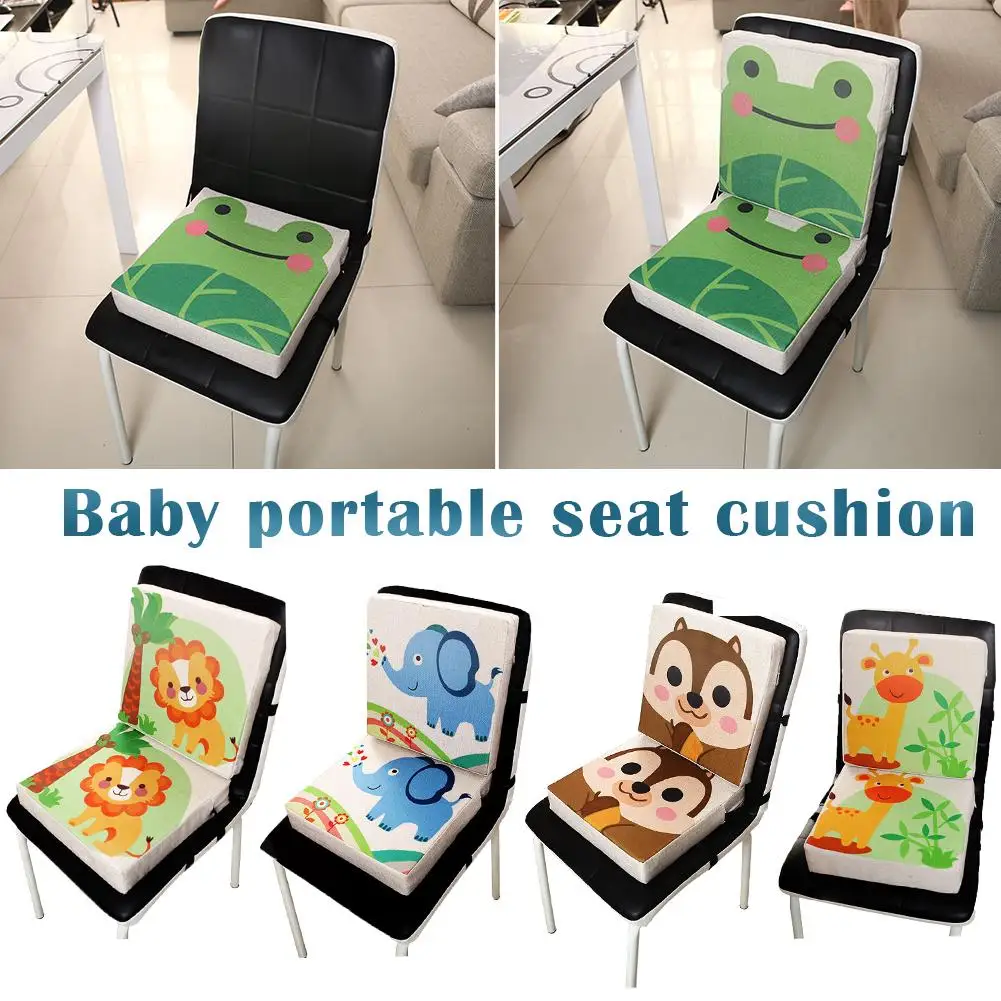 Children's Cushion Cartoon New Printed Linen Children's Dining Chair Booster Cushion Piano Cushion Baby Portable Cushion