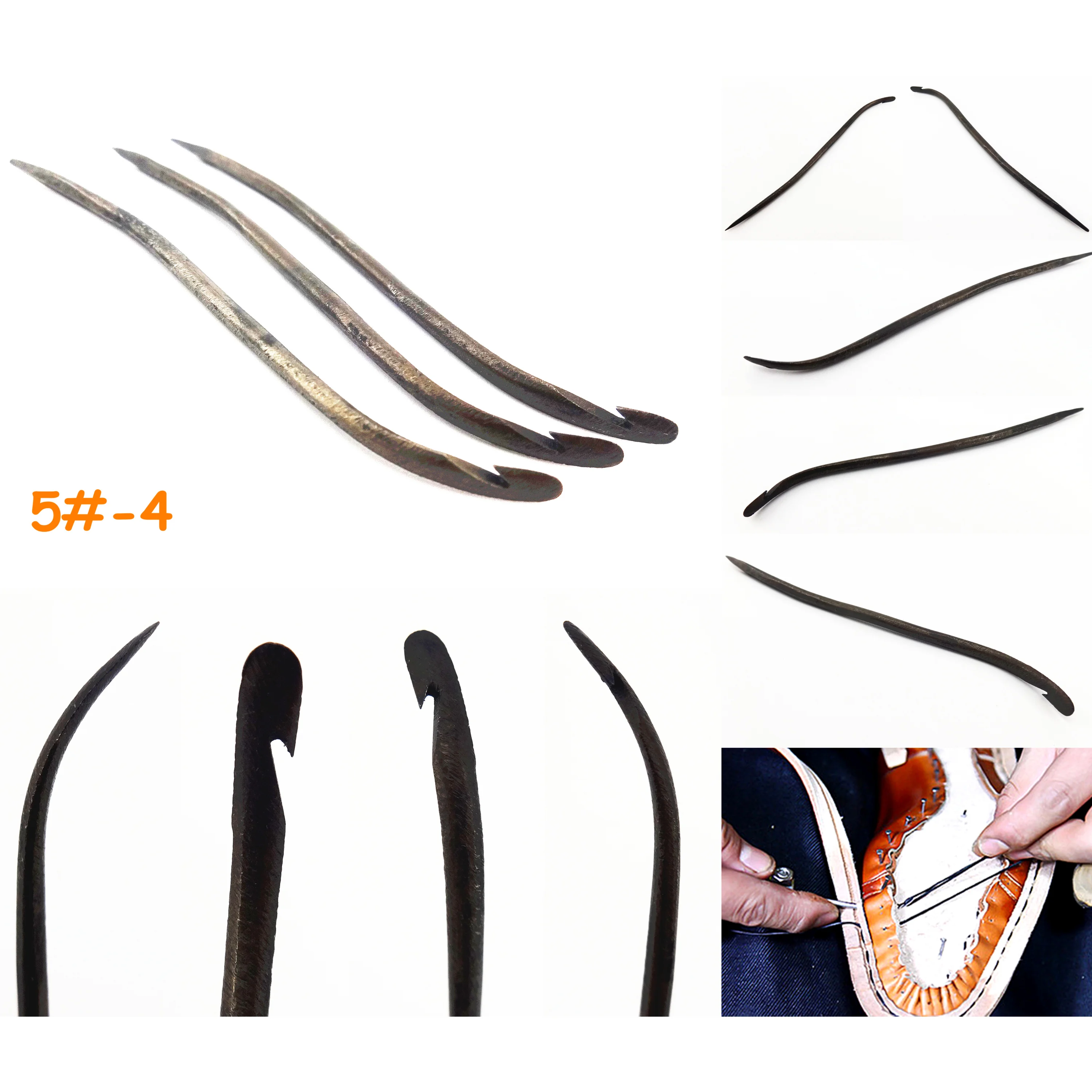 3pcs Professional Leather Craft Shoemaker Cobbler Sewing Stitching Hook Awl  Needle Tool Set Kit Knife Cutter Punch Chisel Edger