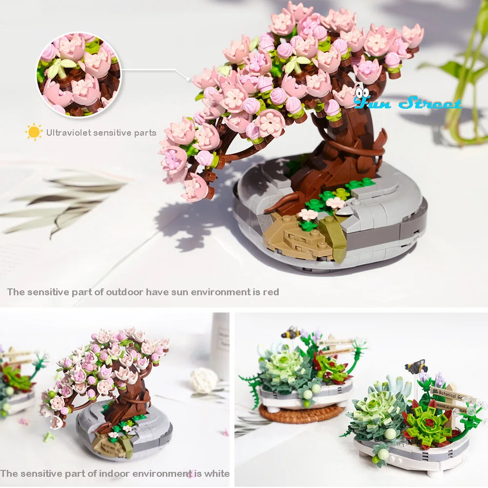 

Decoration Eternal Flowers Cherry Tree Building Blocks Succulent Plant Assembly Potting Model Bricks Toys For Kid Christmas Gift