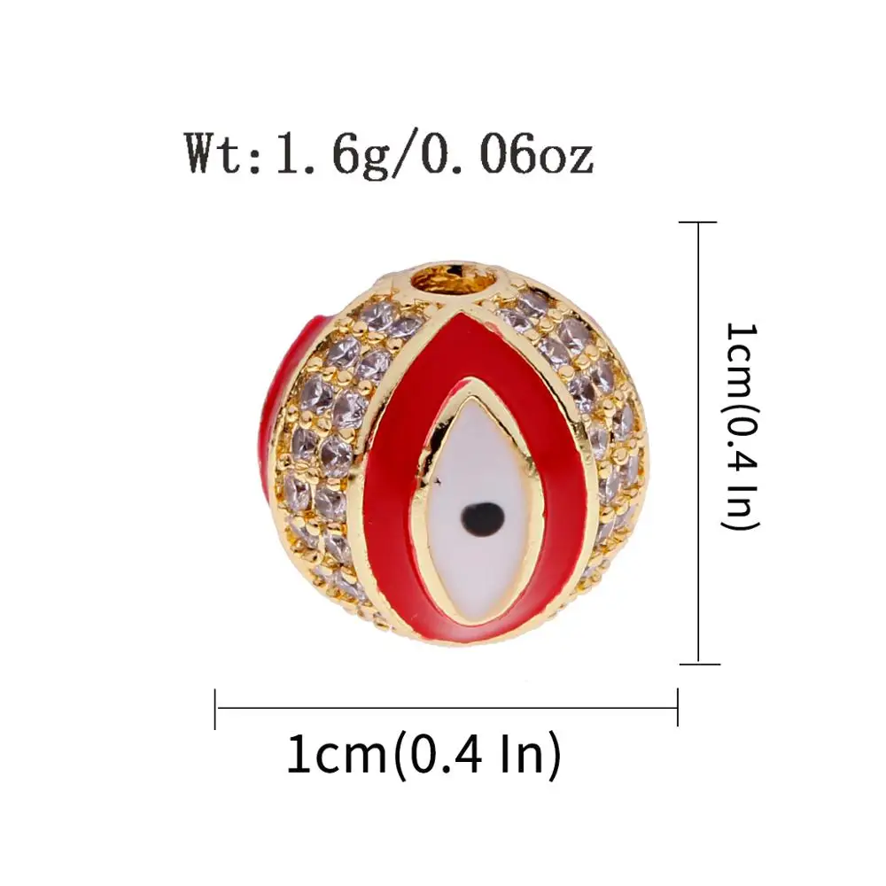 1 Piece/Lot Gold Color Alloy Spacer Beads White Zircon Inlaid With Devil's Eye Pattern Bead Parts For Handmade DIY Bracelet