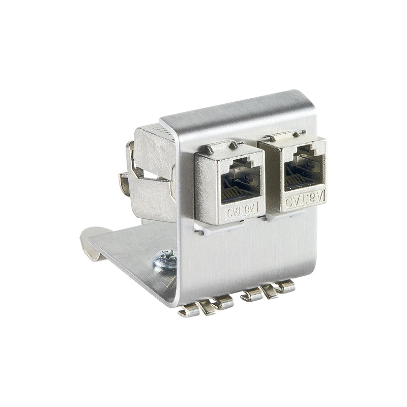 RJ45 1port 2ports DIN Rail Keystone Adapter For 35mm DIN-Rail Electrical Distribution Box Metal Mounting Keystone Jack Holder