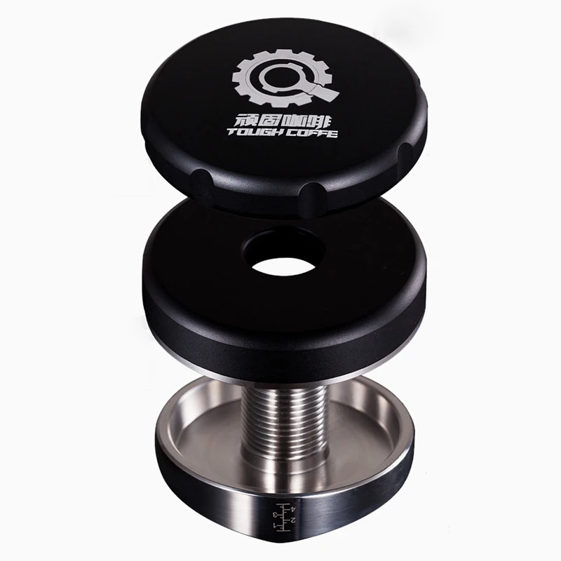 58.5 mm manual coffee powder press espresso latte tamper with three angled ramp accessory