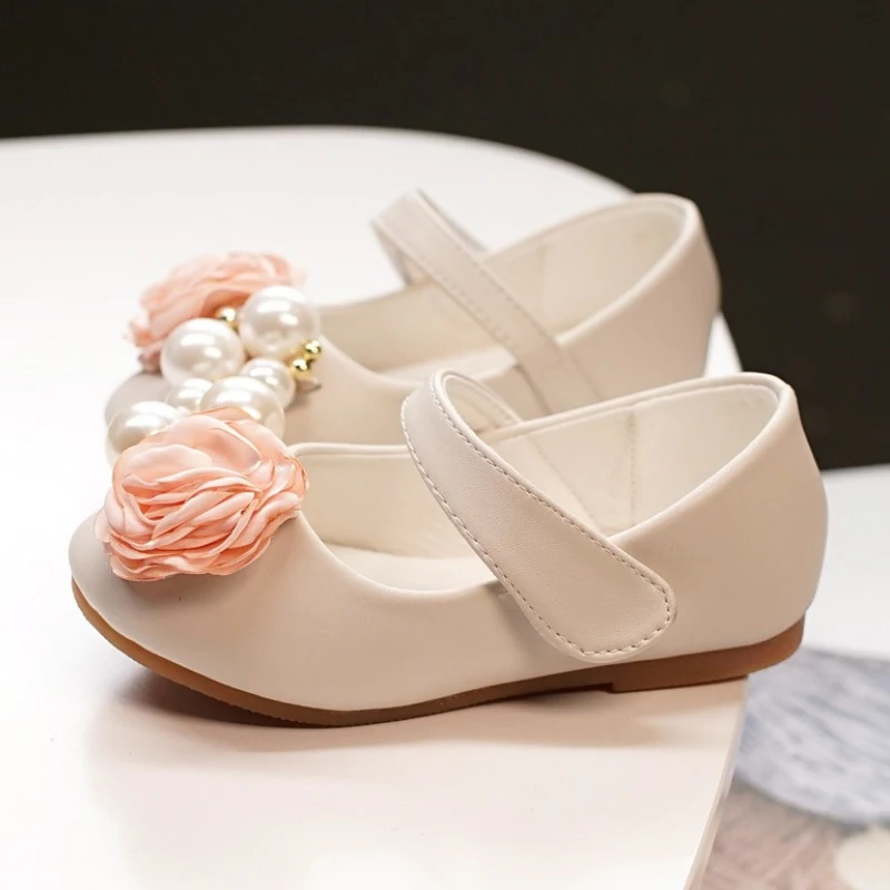 IYEAL Princess Kids Leather Shoes for Girls Flower Children Shoes With Pearl For Party Wedding Big Girls Dress Shoes