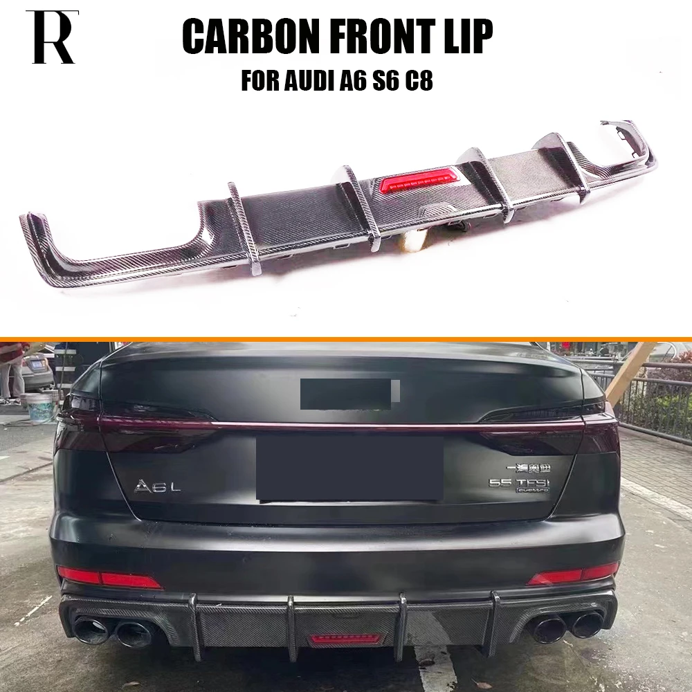 Carbon Fiber Rear Bumper Diffuser with Led for Audi S6 & A6 Sline C8 Sports Bumper 2019UP 