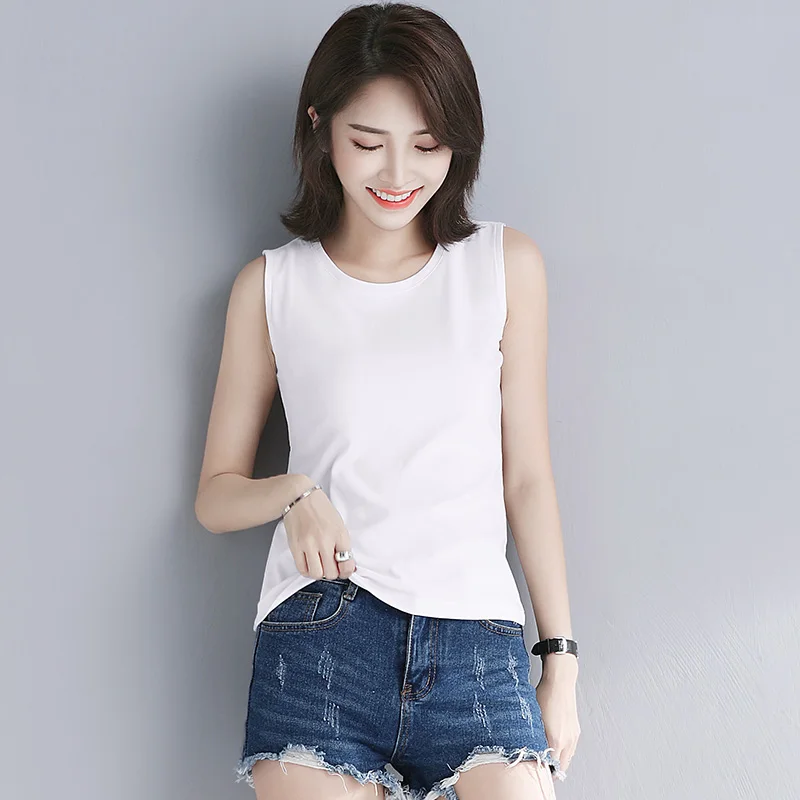 Womens Cotton Camis Solid color Female Slim Sleeveless Casual Vest Solid Color Crop Lower Cut Top For Ladies Fitness Vest Summer