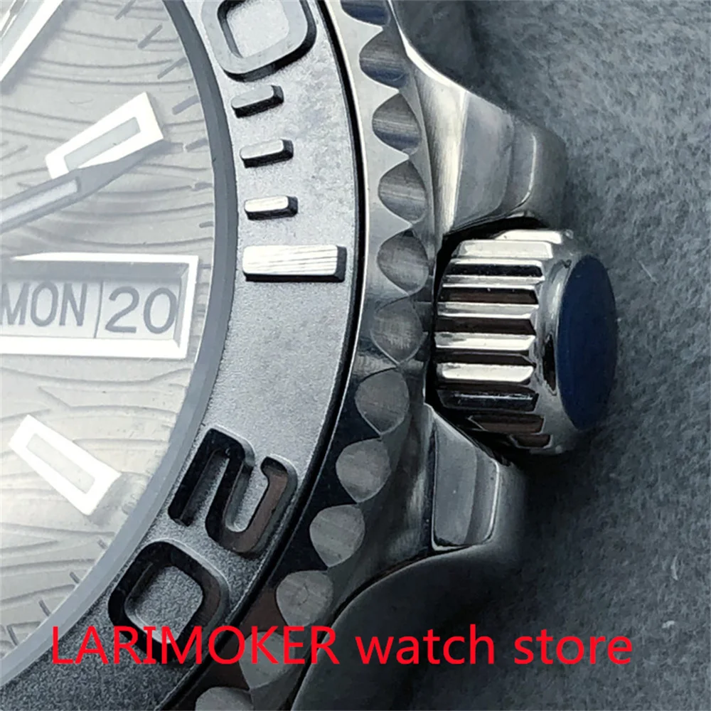 BLIGER جديد 40 مللي متر NH36 حركة ميكانيكية للرجال زجاج الياقوت قرص رمادي حزام مطاطي من الفولاذ المقاوم للصدأ