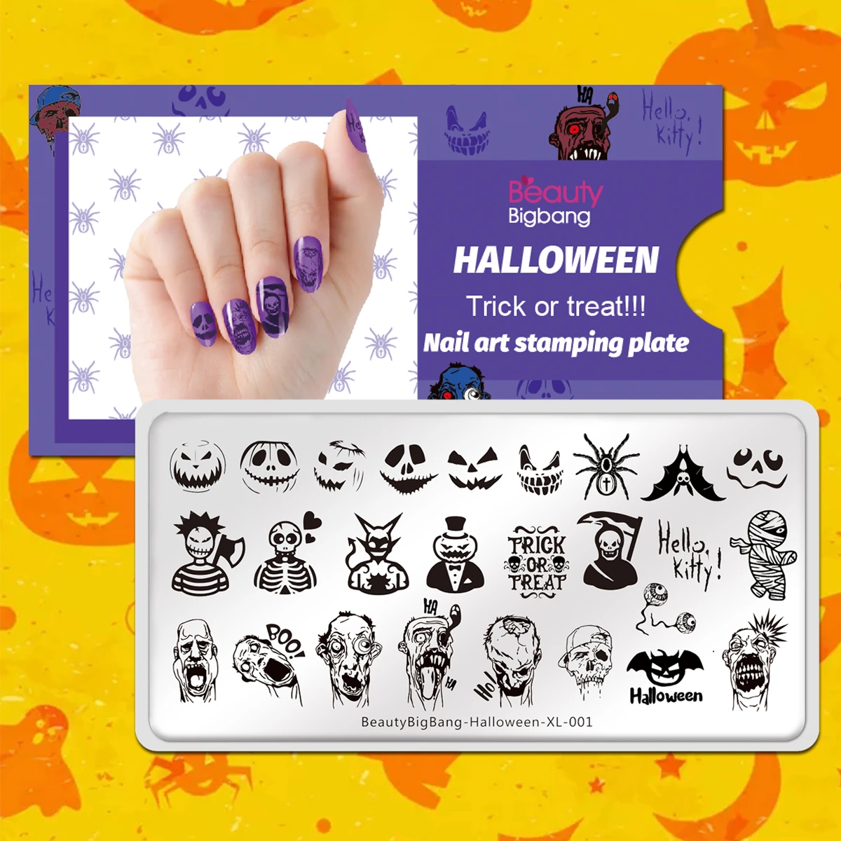 BeautyBigBang Halloween XL-001 Stamping Plates Devil Pumpkin Zombies Image Stainless Steel Stencil Nail Art Stamp Template