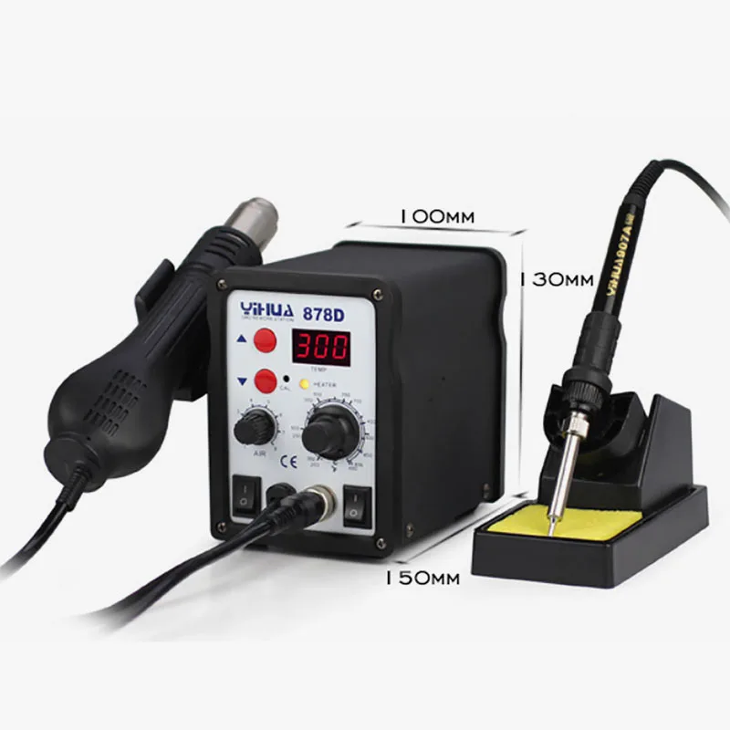 YIHUA-878D 용접기, 220V, 미니 SMD 2 인 1 납땜 재작업 스테이션