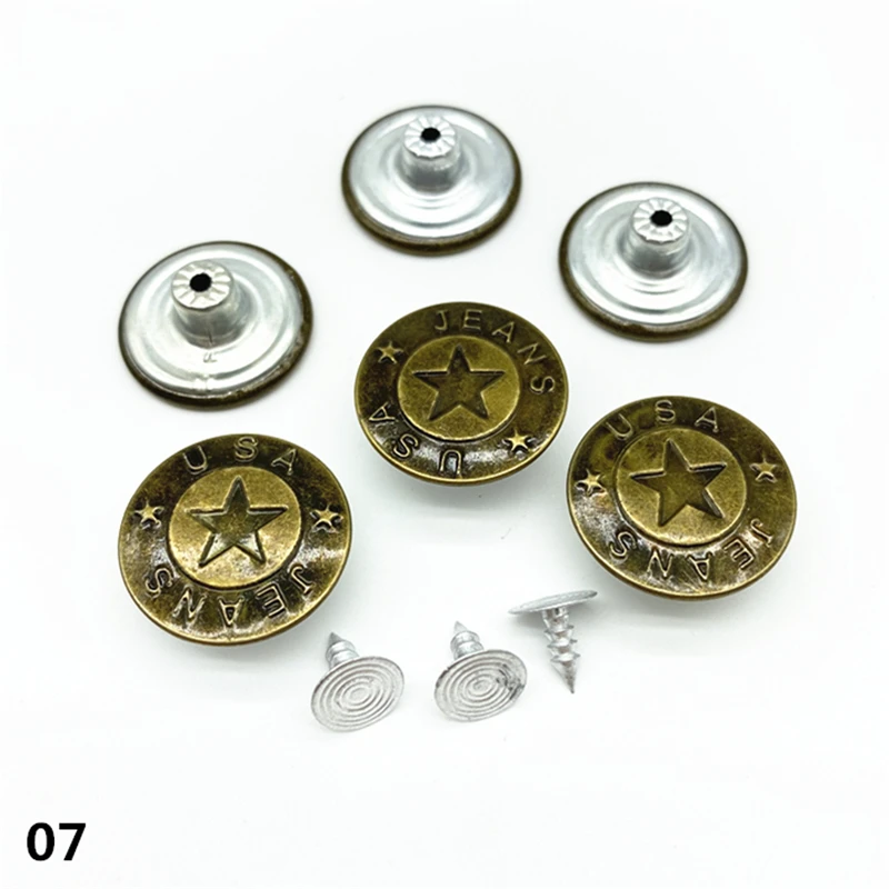 20pcs 20mm Bronze Fashion Metal Jeans Button Shank for Garment Pants Sewing Clothes Accseeories Handmade #Ro