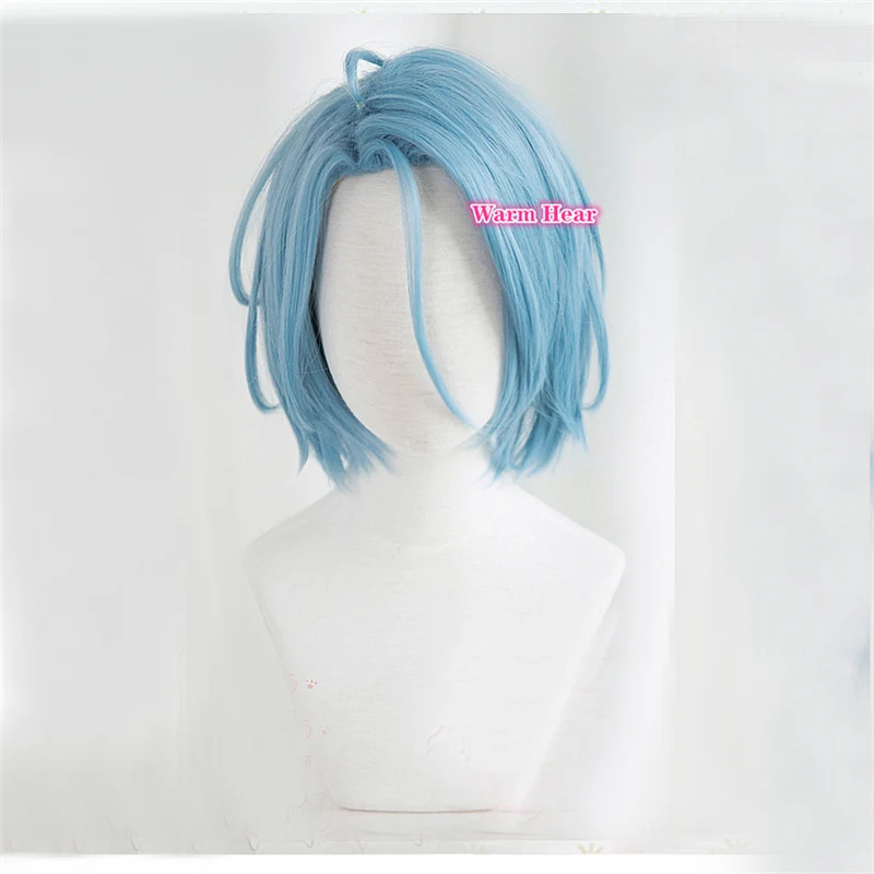 Crazy B HIMERU parrucca Cosplay ES resistente al calore uomini sintetici corti blu gioco di ruolo parrucche per capelli + un cappuccio per parrucca