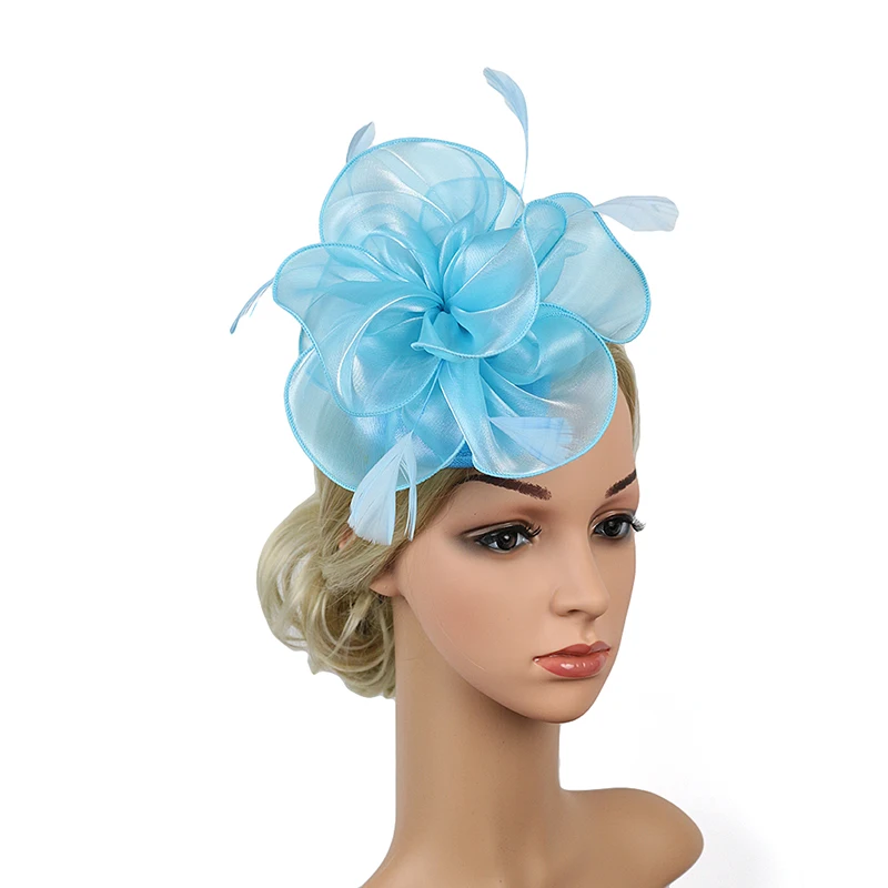 Fascinateur de chapeau en filet de fausses plumes pour filles et femmes, ornement de cheveux, document solide, vêtements de sauna, mariages, fête de thé, LL @ 17