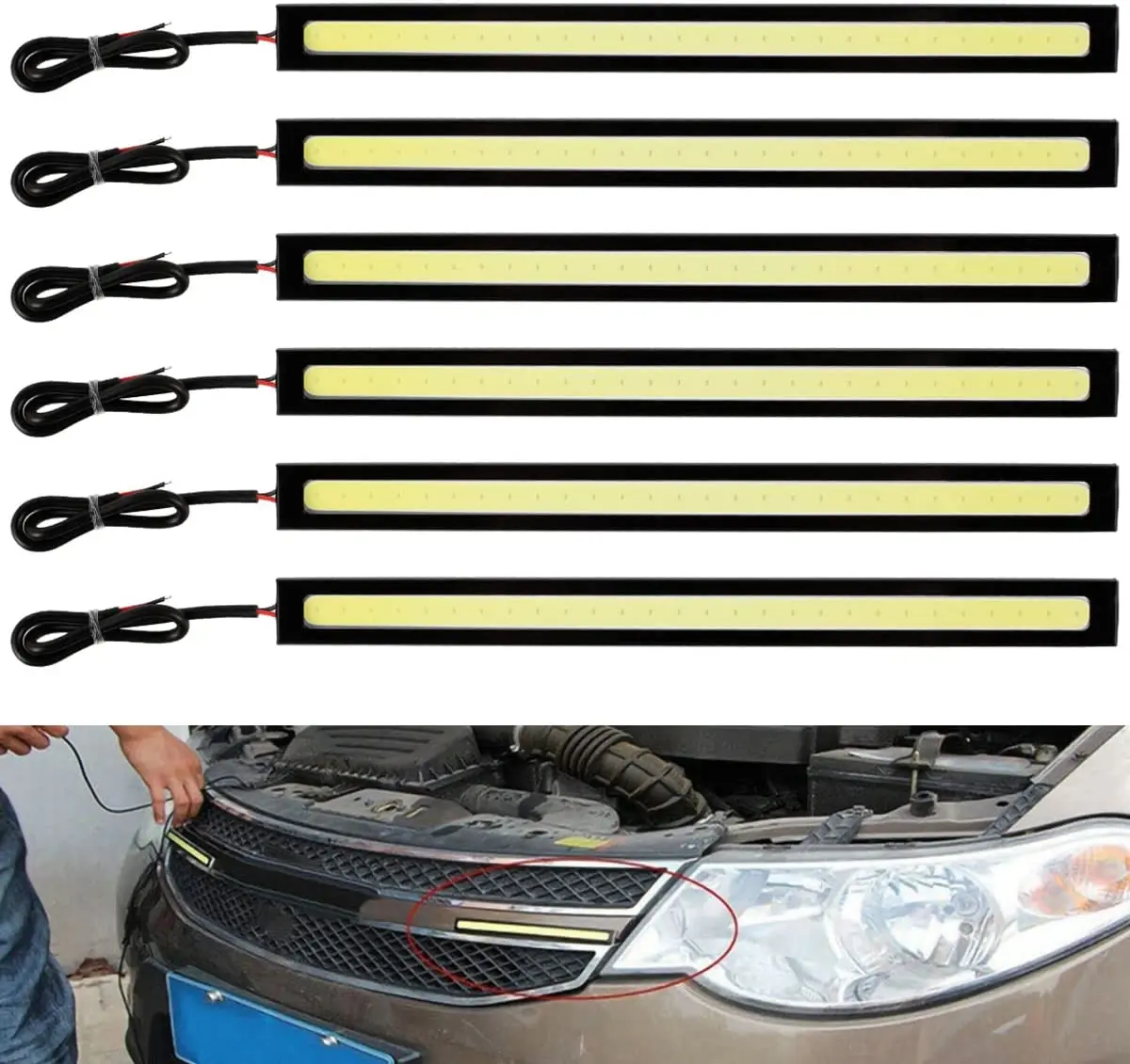 X HOT DRL Car LED Light Strip White Driving Lighting Waterproof COB LED Strips Ultra-Thin Car Interior White Strip Lights Bar