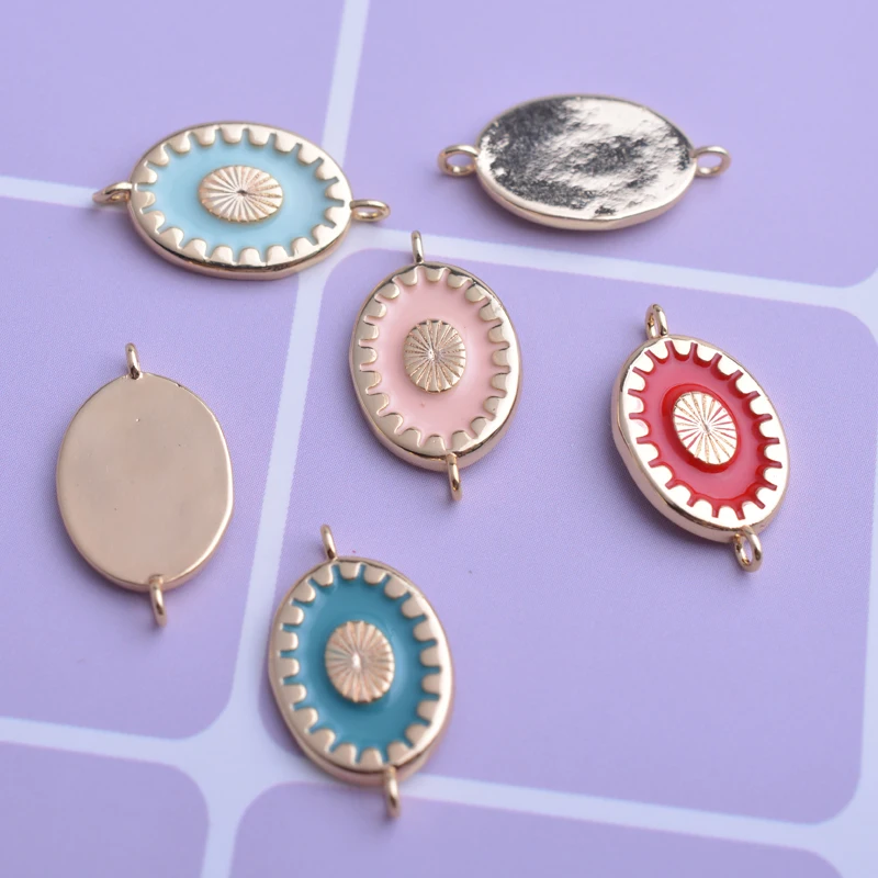 12 Stück 9*17mm Hochwertige Goldfarbene Verbindungsstücke aus emailliertem Kupfer in Ellipsenform für die Herstellung von DIY-Schmuck, Armbändern und Ohrringen – Detail 4