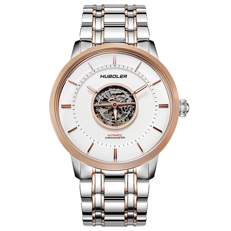 

HANBORO Men Watch Luxury Automatic Watches Waterproof Fashion Mechanical Wristwatch Double Hollow Dial business Reloj Hombre