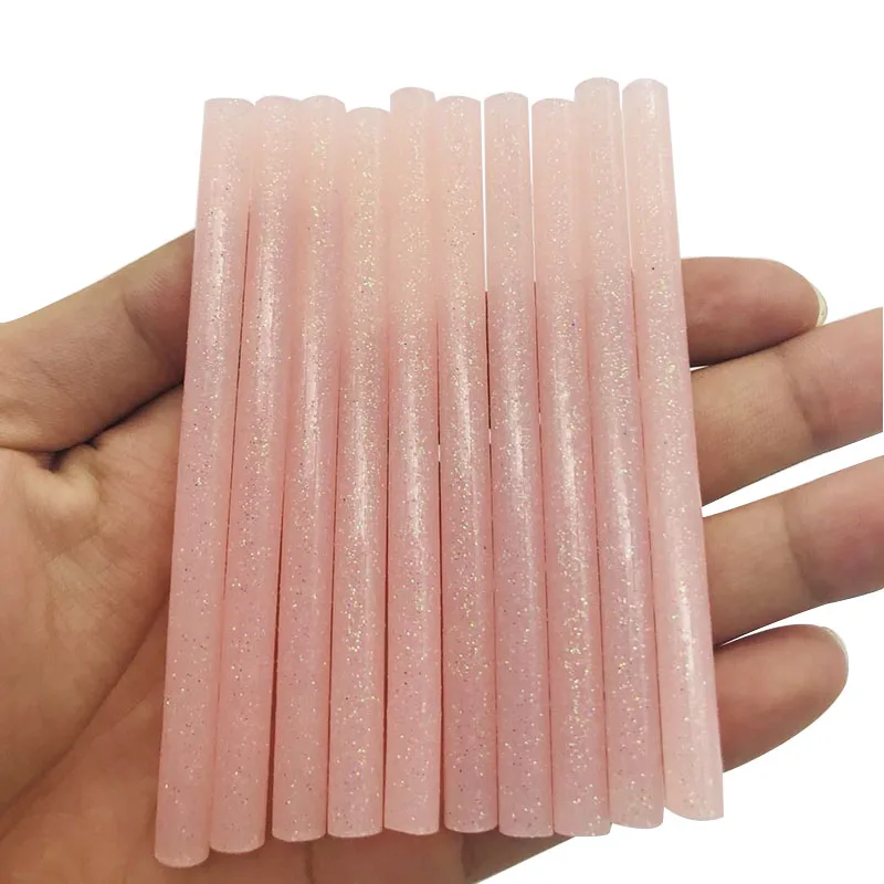 Colored Hot Melt Glue Sticks 7mm Adhesive Light Pink Color Glitter Glue Sticks Professional For Electric Glue Gun Craft Repair