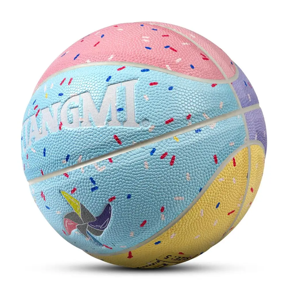 Kuangmi-Macaroon Basketball Sports Ball Equipment for Kids, Playing Game, Indoor and Outdoor, Children's Gifts, Size 5 and 7