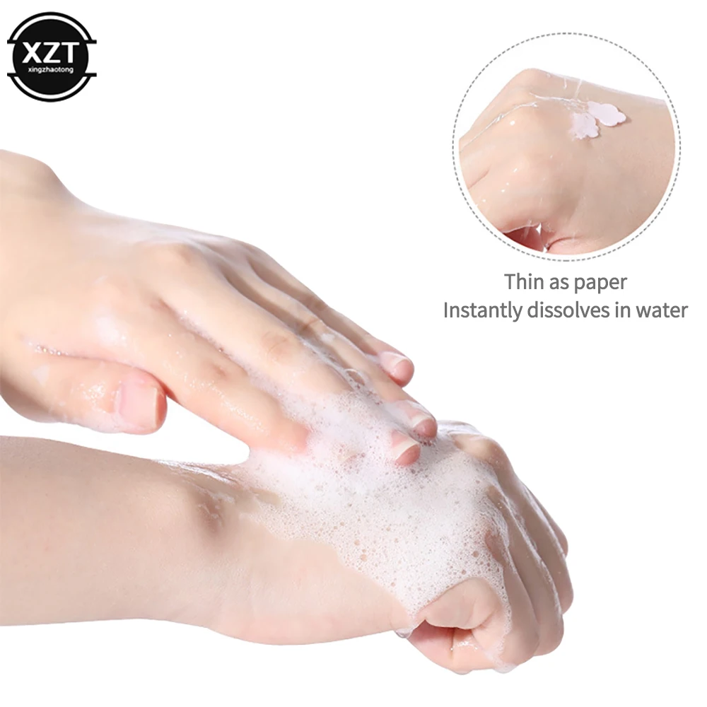 100Pcs/Box portable Skin friendly fresh hand washing toilet soap Slice Disposable petal soaps flakes household for Girls/travel