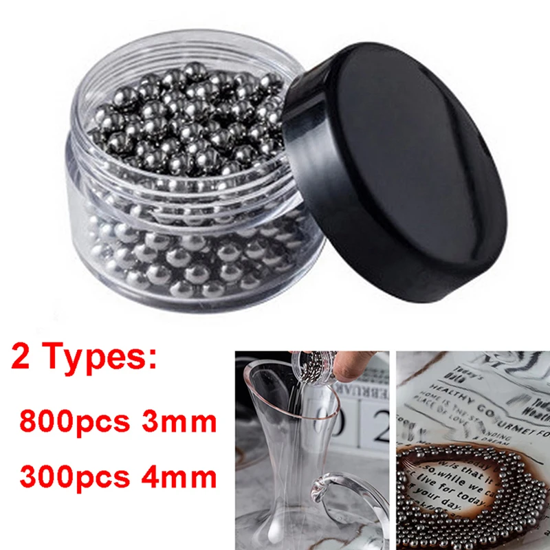 300/800pcs 304 stainless steel wine tea stains cleaning hookah glass bottle cleaning balls suitable for many styles of bottles