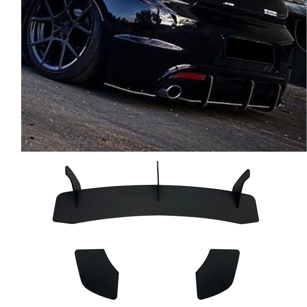 

Rear Bumper Diffuser Lip For Volkswagen VW Scirocco R 2015-2016 Black Exhaust Bracket 3 Fins Splitter Guard Trim Spoiler Plate