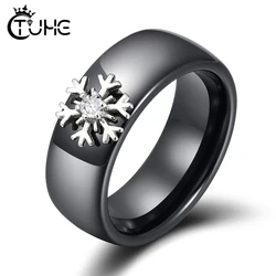 Silver Bling Snow White Crystal 8mm Ceramic Rings For Women Fashion Jewelry Elegant Wedding Engagement Ring Smooth Ceramic Ring