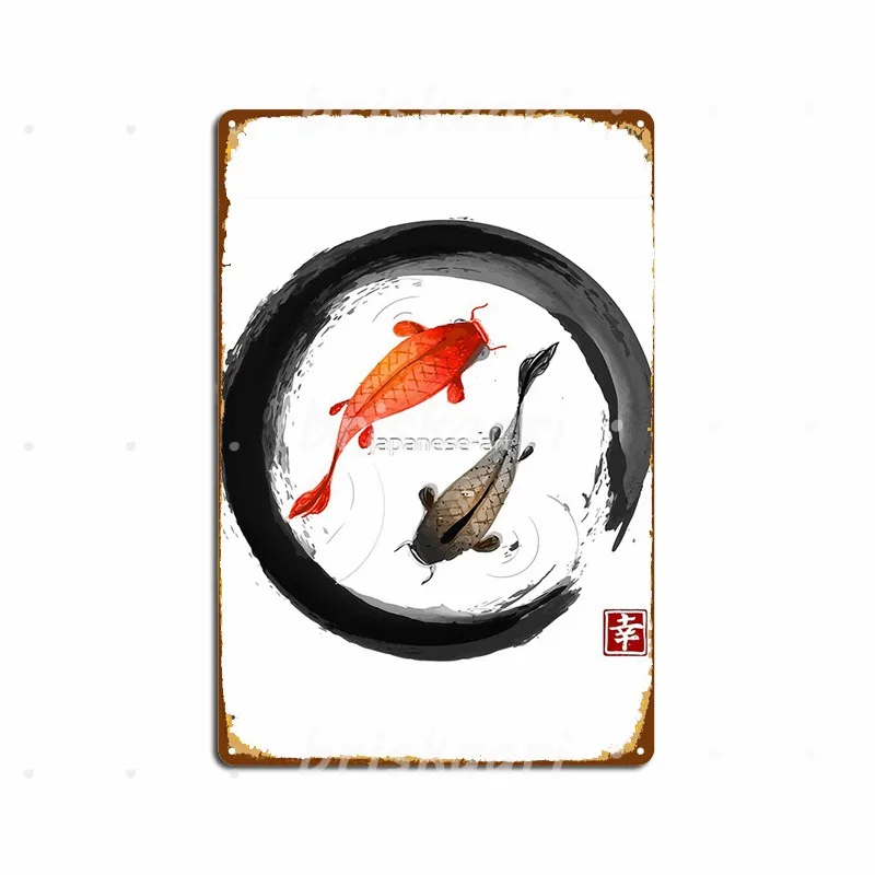 Японский Koi Винтаж чернила сёдо металлические ретро-знаки стены паб Настенный декор Кухня металлический Плакаты