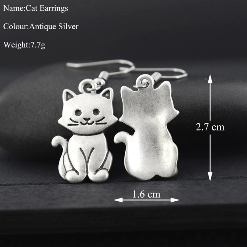 New Vintage Cute Cat Drop Long Earrings For Women Boho Pet Brincos Fashion Jewelry Dangle Earring Pendientes Lover Party Gifts